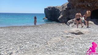 Naked on public beach, I teasing the swimmers