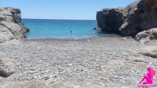 Naked on public beach, I teasing the swimmers