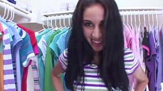 Young Yasmin rubs pussy in closet