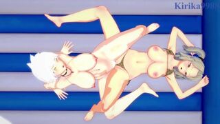 Imu and Miyabi engage in intense lesbian play on the beach. - Senran Kagura Hentai