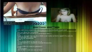 Chatroulette girl showing all to a fake video of a couple D 01