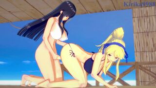 Katsuragi and Ikaruga have intense futanari sex on the beach. - Senran Kagura Hentai