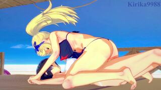 Katsuragi and Ikaruga have intense futanari sex on the beach. - Senran Kagura Hentai