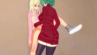 Yomi and Hikage have intense futanari sex in the city at night. - Senran Kagura Hentai