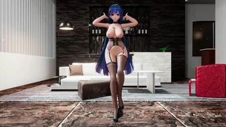 GENSHIN IMPACT SHOGUN RAIDEN MMD HENTAI 3D DANCE BLUE HAIR COLOR EDIT SMIXIX