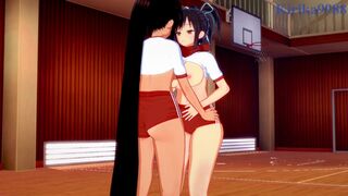 Asuka and Homura engage in intense lesbian play in the gymnasium. - Senran Kagura Hentai