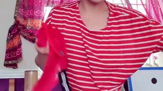 (from Youtube, Uncensored) Outfit try on - boohoo - Red Bodysuit
