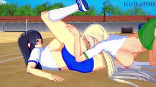 Yomi and Ikaruga engage in intense lesbian play in the schoolyard. - Senran Kagura Hentai