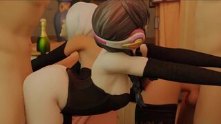 3D Compilation: Overwatch Dva Threesome Mercy Ashe Widowmaker Uncensored Hentai