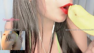 Porn ASMR Sexy and gorgeous brunette from brazil sucking and giving a blowjob to a banana