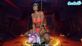 Sexy Cassie Del Isla Cosplay as Tracer - Overwatch Masturbates On Unicorn Sybian