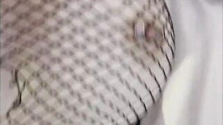 Blonde E-Girl Beauty in FISH NET sucks cock and gets FUCKED - Swallows Cum