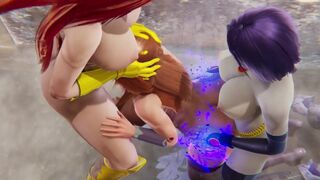 Starfire FUTA Doggystyle Anal and BJ with Raven + Batgirl - Titans 3D Hentai