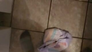 Peeing and playing with my goodnites diaper (leaks a lot!)