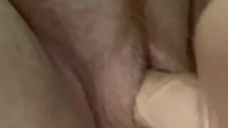 Morning playtime! Shoving dildo in my ginger pussy. Thinking of you fucking me!