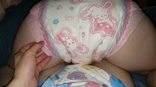 Abdl couple boy girl hump diaper pats tease and play