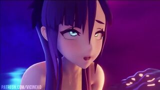 Hentai GENSHIN IMPACT Mona Fucked ALL HOLES TOGETHER by Magic DP