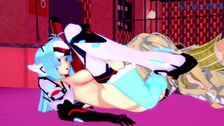 Amari Aquamarine and KOS-MOS engage in intense lesbian play - Super Robot Wars X & Xenosaga Hentai
