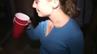 Busty college whore takes cumshot