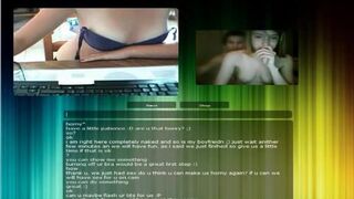 Chatroulette girl showing all to a fake video of a couple D