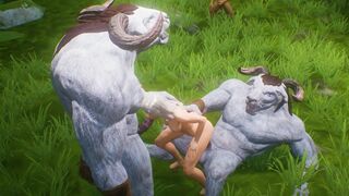 Husband watches how furry monsters staged a double anal for his wife | wild life cinematic