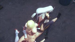 Genshin Impact Hentai - Shenhe and Lumine in a threesome