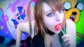 beauty sucking and licking lollipop ear to ear asmr