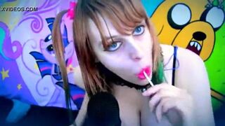 beauty sucking and licking lollipop ear to ear asmr