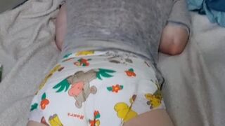 Girl checks cute adult diaper boy ABDL