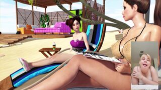 sunbathing on the beach with big boobs