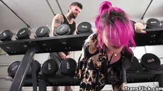 Trans anal fucked by Hatler Gurius at the gym