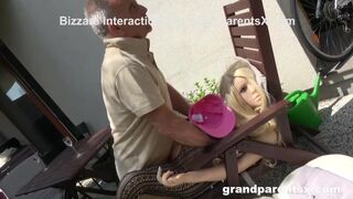 Senile Grandpa Creampies a Sex Doll