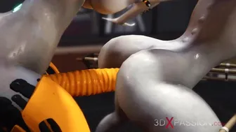 3DXPassion - Futa sex robot plays with a female alien in the sci-fi lab