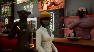 Aliens and Futa Gangbang a Waitress