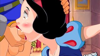 Snow White sucks hard and then cum a lot of cum on his face