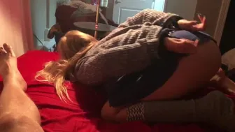 Sexy blonde gets spanked and touched