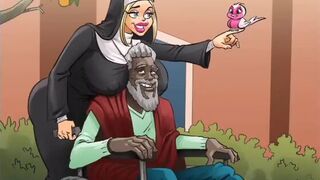 [Gameplay] Adult Hot Blonde Nun Sucks a Huge BBC - Interracial Porn Comics