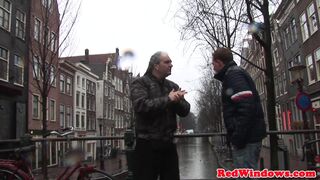 Dutch prostitute sucking tourist before sex