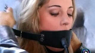 Pretty girl Lyn Store all tied up while getting gagged with huge shaft