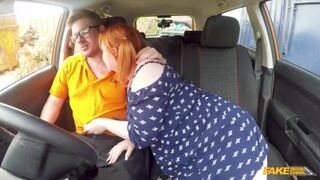 Voluptuous Redhead Fucks In Car
