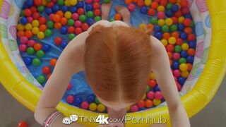Tiny redhead Dolly Little has her dripping wet fire crotch fucked