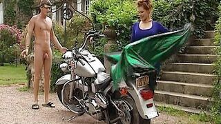 Faphouse - A busty brunette babe from Germany gets her holes pounded on a motorcycles 2