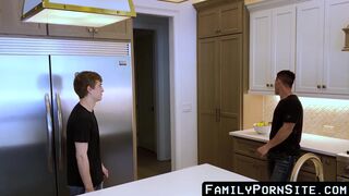 Musclular stepdad throat fucks and ass attacked charming twink