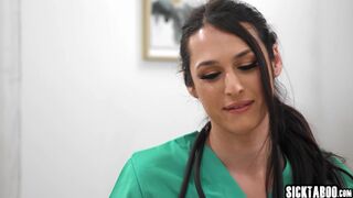 Tranny doctor fucked by hot shemales
