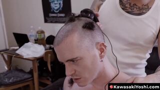 Yoshi Kawasaki shaves muscle head prior to fisting and piss drinking