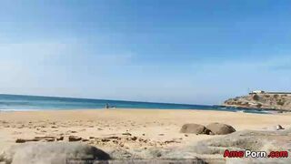 Fitness Couple Undress On A Public Beach And Masturbate With People Watching