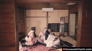 Tied up Japanese person Yoshi Kawasaki fisted by an inked woman