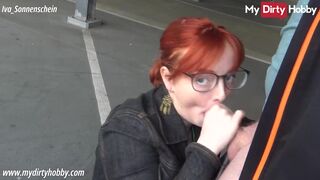 MyDirtyHobby - Beautiful redhead Iva_Sonnenschein gives a public blowjob