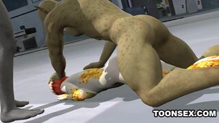 3D Cartoon Alien Vixen Getting a Double Teaming