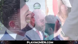 Bruno Max a bearded businessman is hitting Manuel Reyes after BJ